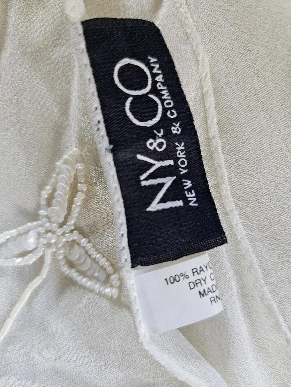 2PC Winter White Beaded Silk & Velvet Burnout (Devore) Scarves by NY&Company